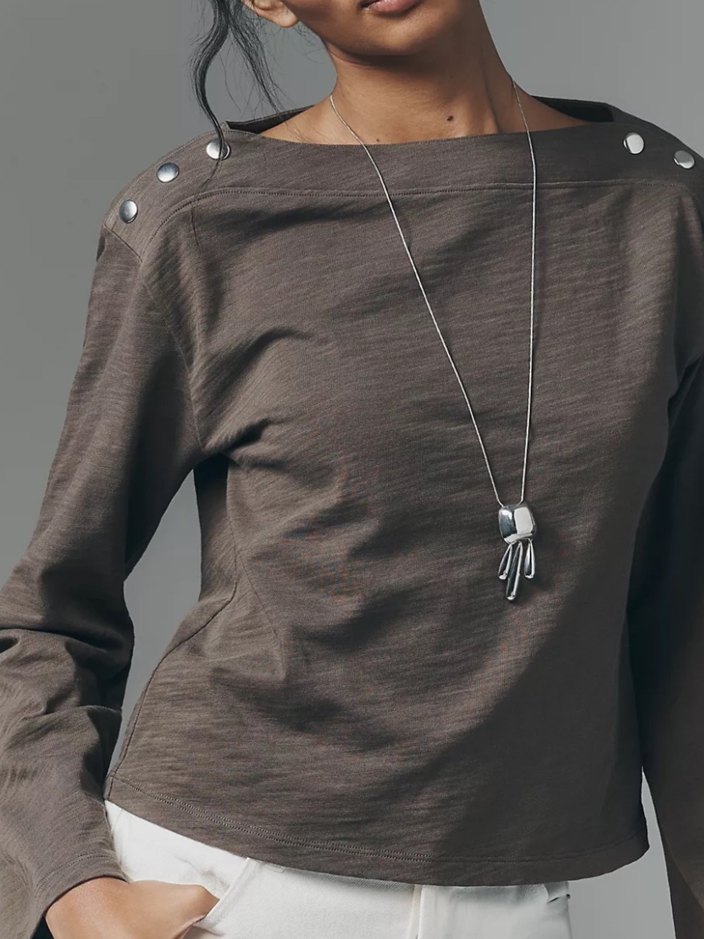 NWT Nation LA 100% Cotton Rochelle Boat-Neck Sweater in Espresso Brown